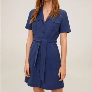 Texture cotton-blend shirt dress